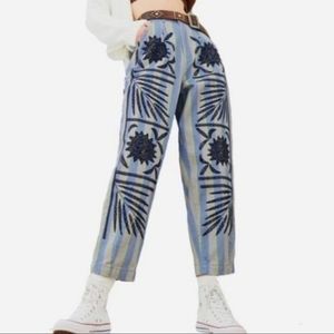 Kimchi Blue Urban Outfitters Ember Embroidered High-Waisted Pants Boho
